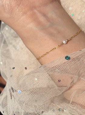 纤细极简高光天然迷你女白珍珠