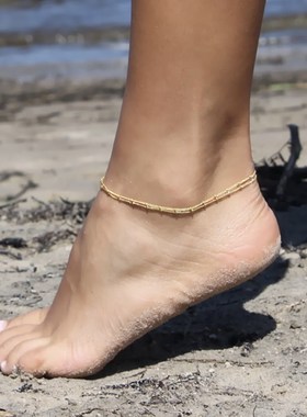 14k包金豆豆极简女叠搭掉色手链