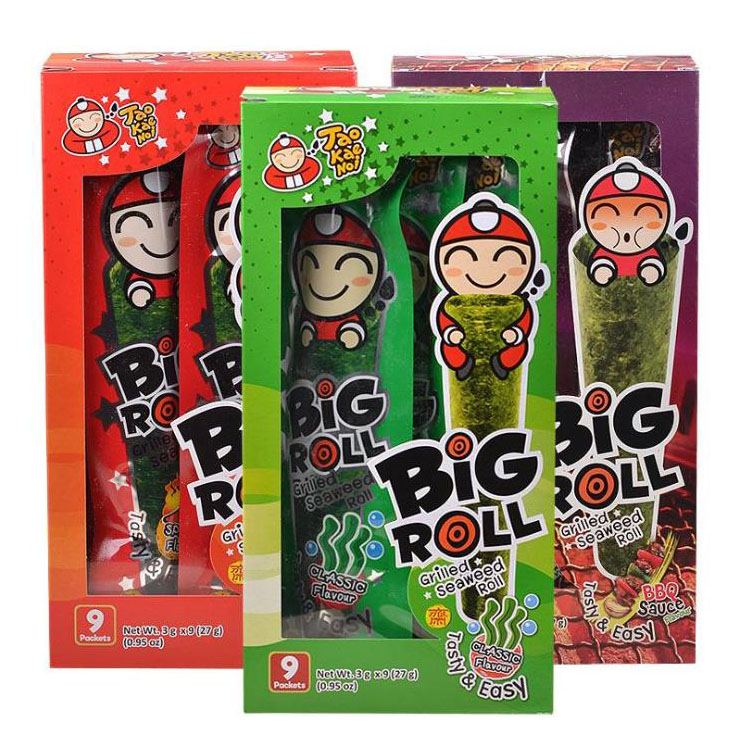 泰国进口零食老板仔烤海苔卷网红经典休闲香脆即食脆紫菜整箱12盒