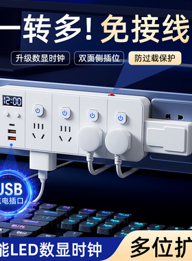 官方正品GN插座扩展转换器180度转动插头厨房客厅卧室无线排插排