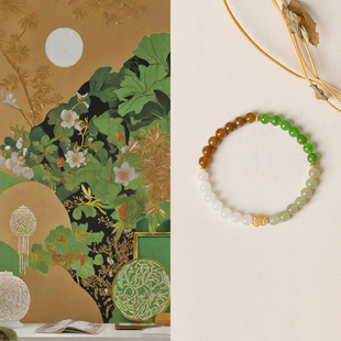 天然和田玉手串碧玉手链白玉新疆且末糖料红糖18k金葫芦国风中式