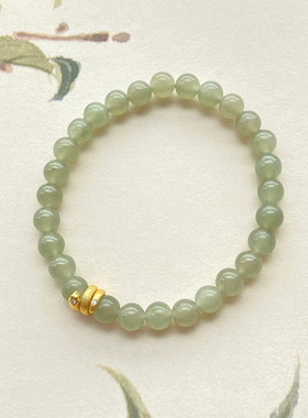 高品质天然和田玉手串青海晴水手链银镀金灵蛇新中式国风礼物女生