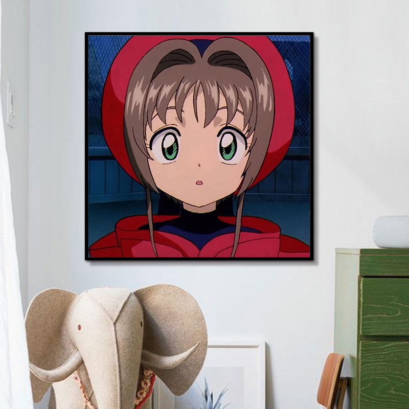 知世李莓铃 动漫人物手工填色画diy数字油画魔卡少女樱客厅装饰画