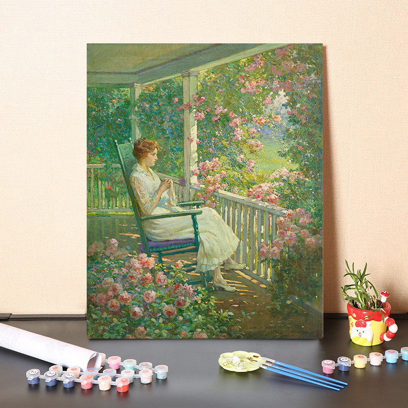 数字油画diy手绘美女与鲜花人物肖像画世界名画休闲减压打发时间