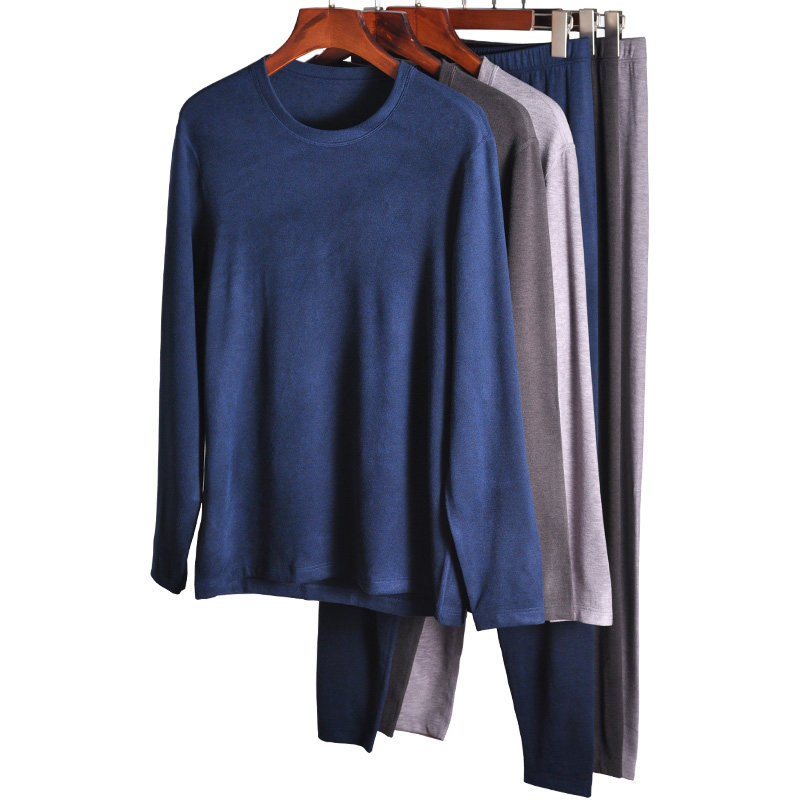 冬季保暖内衣男套装加厚磨毛暖姜纤维女圆领秋衣秋裤打底线衣线裤