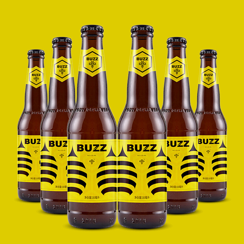 6瓶装buzz蜂狂精酿啤酒 桂花蜂蜜小麦艾尔小麦白啤酒国产精酿啤酒