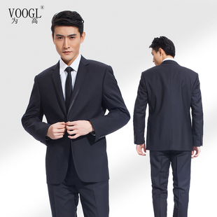 黑色商务修身男士西装套装职业正装售楼部营销西服外套工装工作服