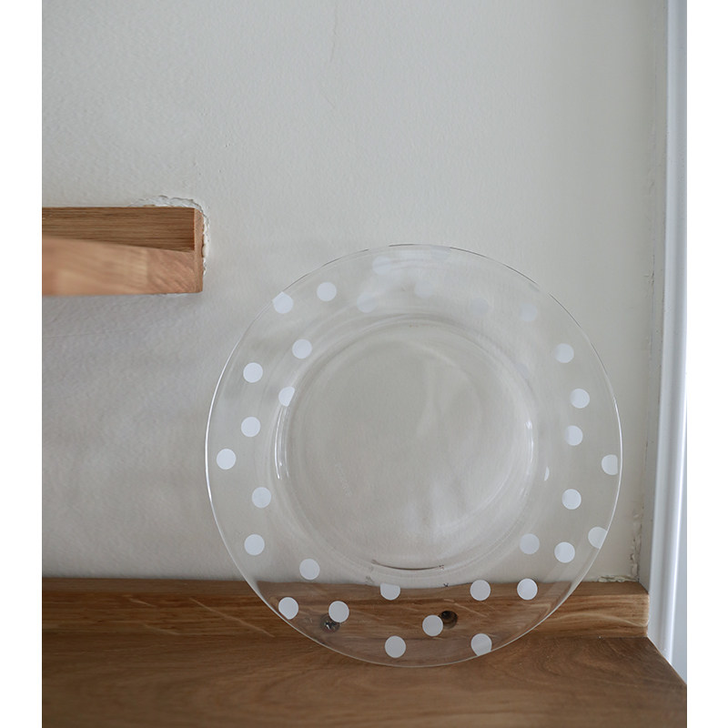 ins风波点透明玻璃蛋糕沙拉盘