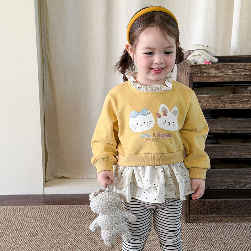 春季新款女童洋气可爱套装儿童假两件休闲卫衣打底裤婴儿女宝衣服,童装/婴儿装/亲子装,套装,淘宝优惠券,粉丝福利购,淘宝优惠卷