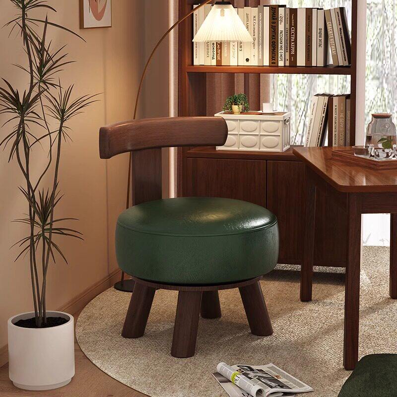 旋转靠背椅新中式实木小凳子家用小椅子客厅沙发凳儿童转椅换鞋凳
