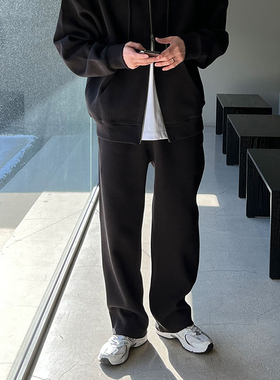 国内现货！代购直播LAINE高档设计师精工宽松加绒直筒休闲卫裤