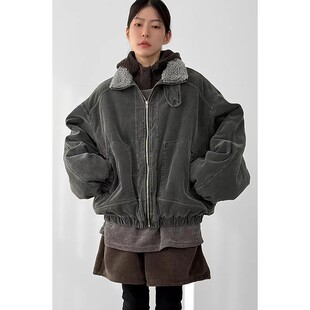 lined 夹克外套dumble corduroy high jumper 韩国代购 neck 男女款