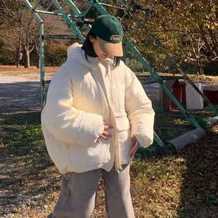 韩国东大门代购高档时尚蓬松防风保暖连帽羽绒服男女款冬装外套