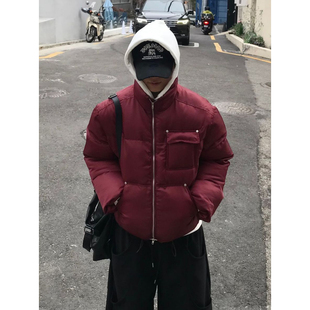 韩国东大门代购冬季铆钉口袋短款防风休闲立领棉服夹克外套男女款
