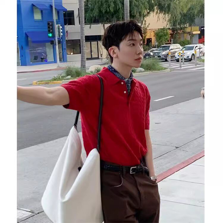 东大门代购男装LOGAN高品11色麻花纹翻领短袖针织POLO衫T恤衫韩国