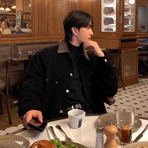 韩国代购男装高档灯芯绒夹克外套