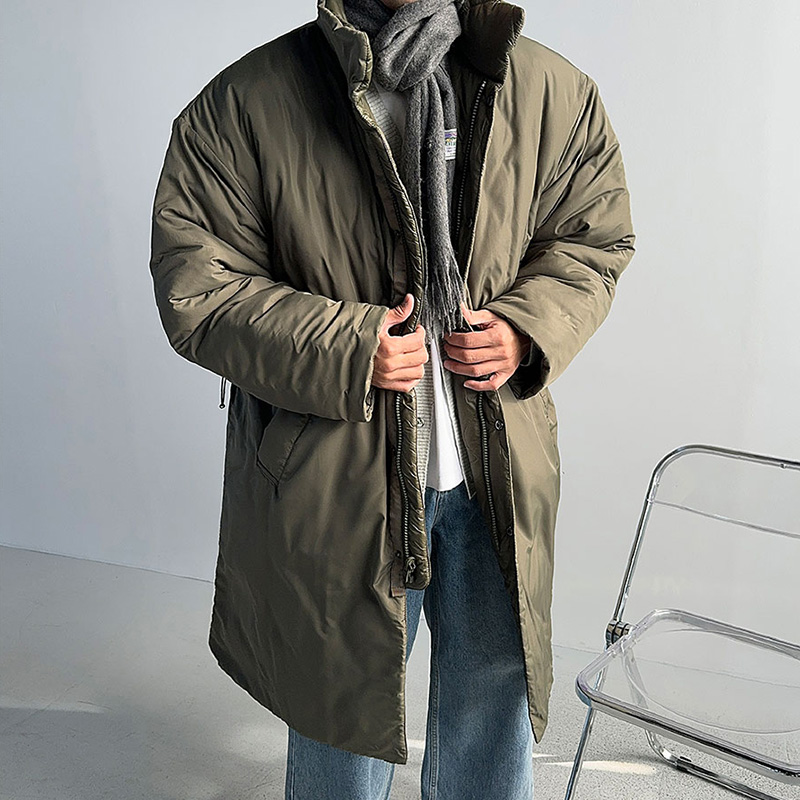 ANAN韩国东大门代购宽松中长款绗缝棉服双面可穿长袖复古休闲外套