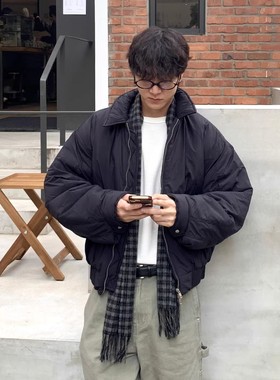 ANAN韩国东大门代购DILLY直播冬时尚重工短款休闲棉服夹克外套男