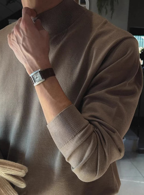 韩国东大门代购LAINE秋冬时尚简约高领百搭打底针织衫男套头毛衣
