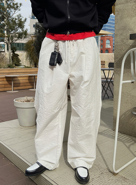 ANAN韩国东大门代购signigt时尚重工百搭个性掐褶松紧腰休闲裤男