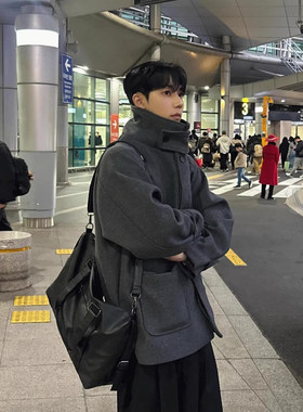 韩国代购重工高档羊毛短款外套