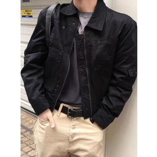 韩国东大门代购春季时尚短款工装风口袋机能阔版休闲夹克外套男