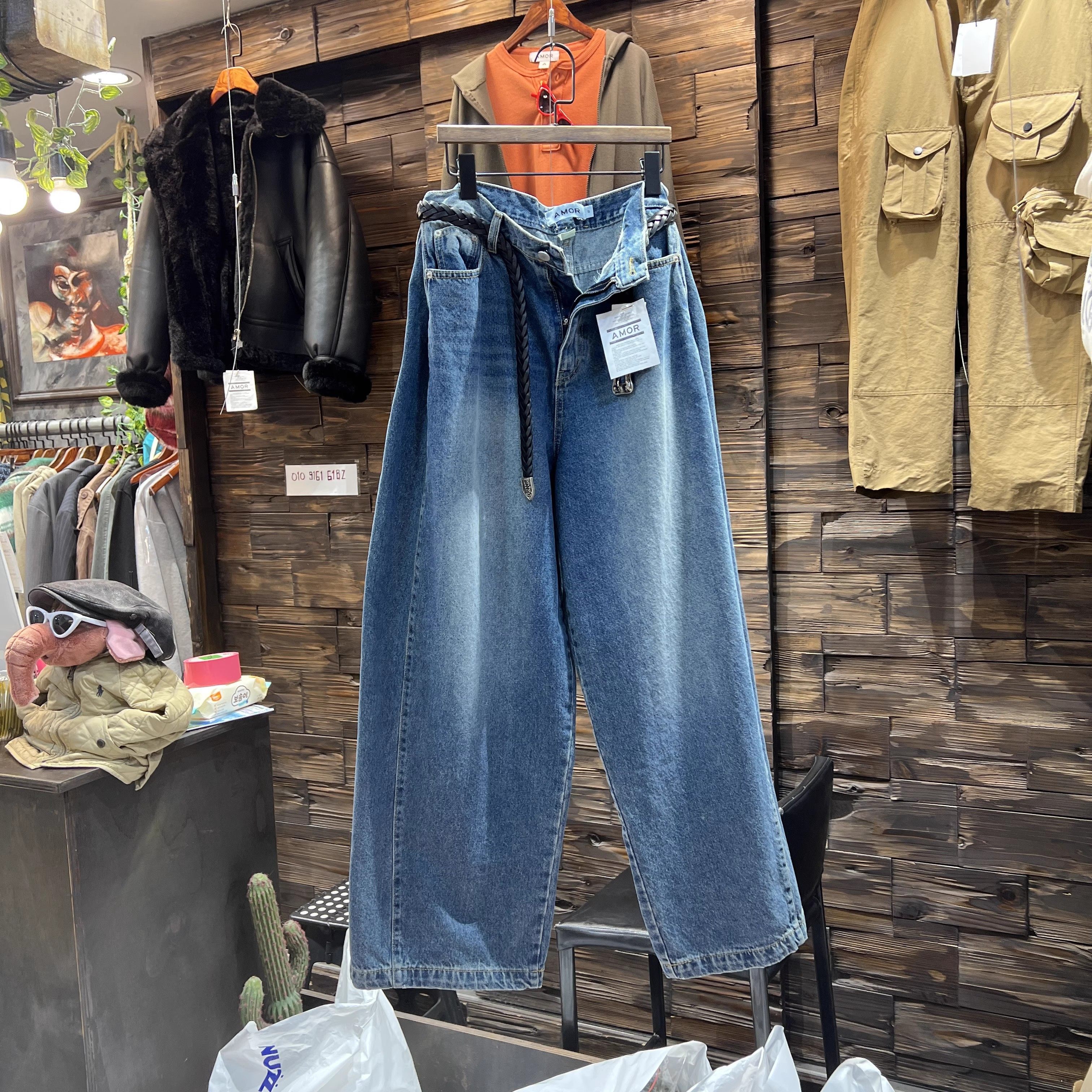 韩国代购男女高品水洗小众牛仔裤