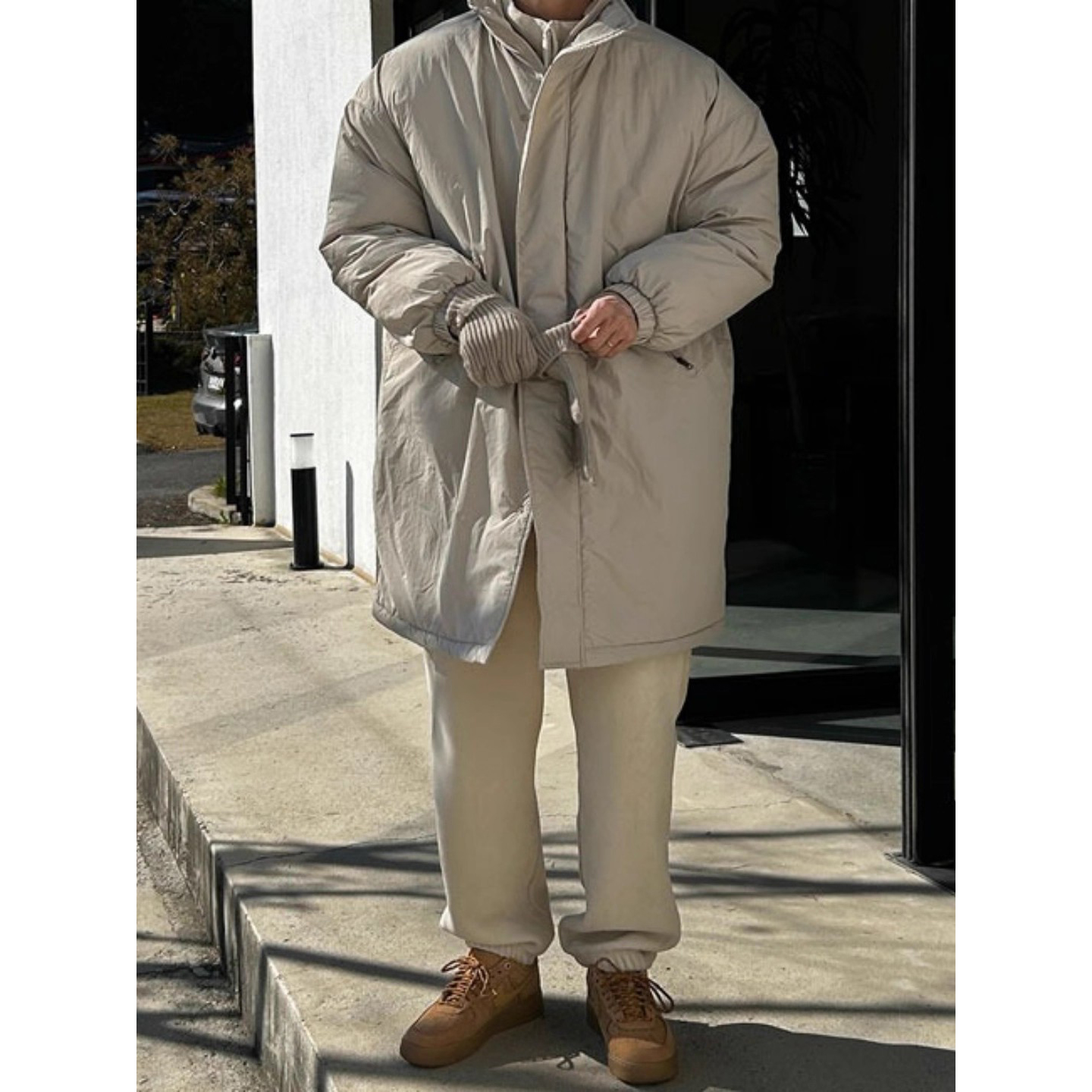 韩国东大门代购冬季时尚防风保暖立领中长款休闲棉服外套男棉衣