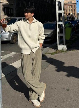 ANAN韩国代购男装福利款HENDEL灯芯绒秋冬百搭松紧腰直筒休闲裤