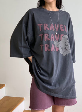 韩国代购宽松休闲短袖T恤2件包邮