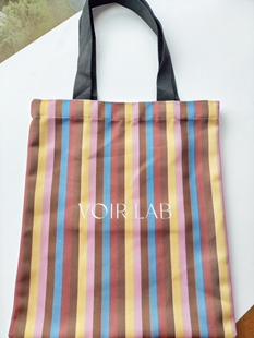 满88包邮 买手店VOIRLAB条纹帆布包购物袋