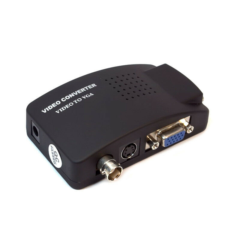 Black TV BNC S-video to VGA Converter Adapter Digital Box