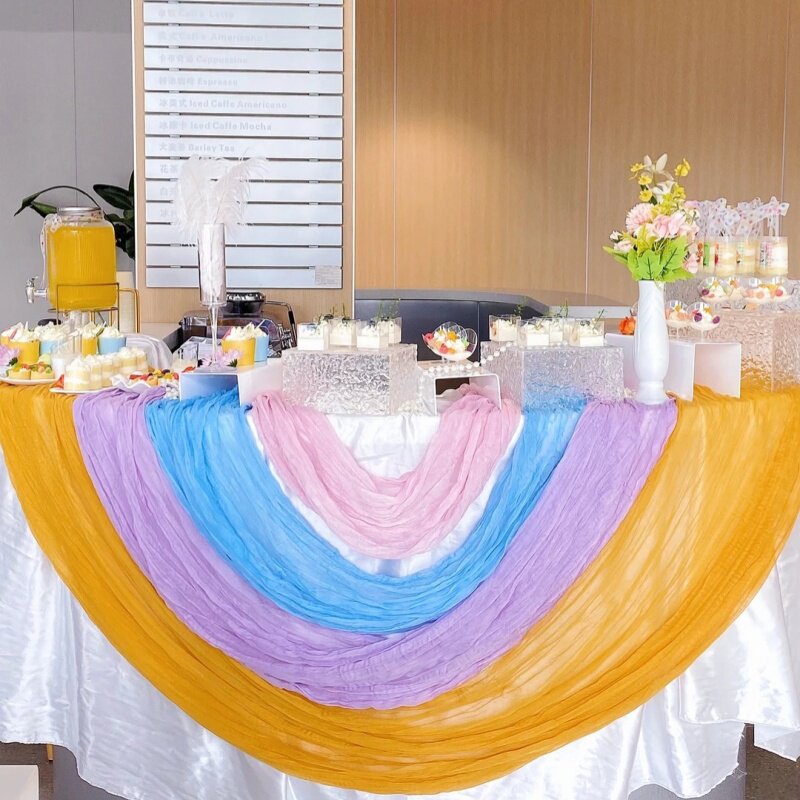 法式纱幔生日仪式感场景布置桌布浪漫婚礼甜品台桌布纱氛围感桌旗