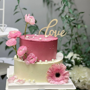 木质love蛋糕插件订婚甜品台摆台装饰木片wedding纸杯蛋糕杯摆件
