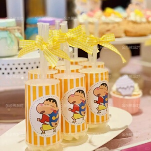 儿童卡通生日派对装 饰蜡笔小新主题推推乐贴纸烘焙蛋糕纸杯插件