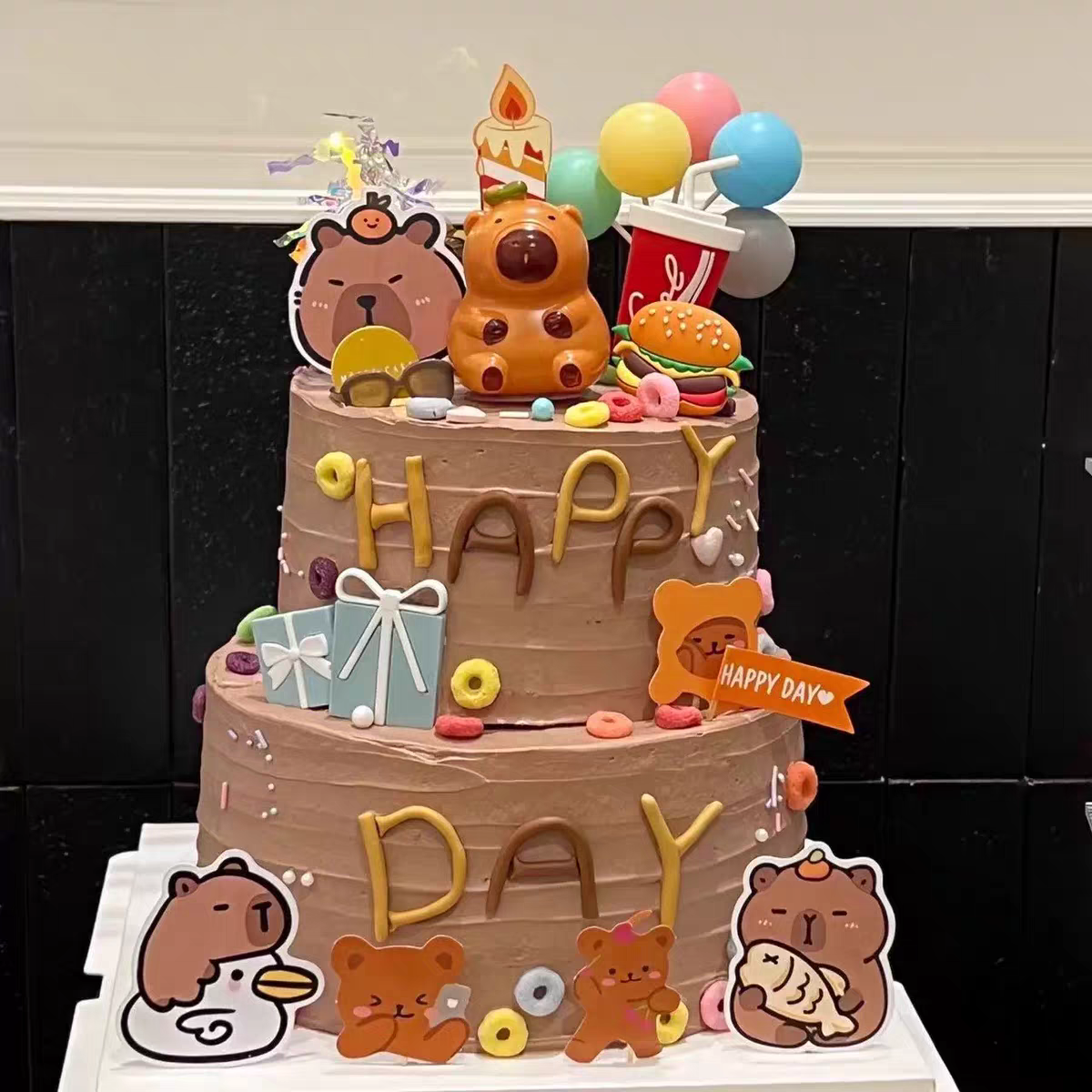 开学季卡皮巴拉蛋糕摆件生日甜品台装饰水豚纸杯插件贴纸推推乐,节庆用品/礼品,节日装扮用品,淘宝优惠券,粉丝福利购,淘宝优惠卷