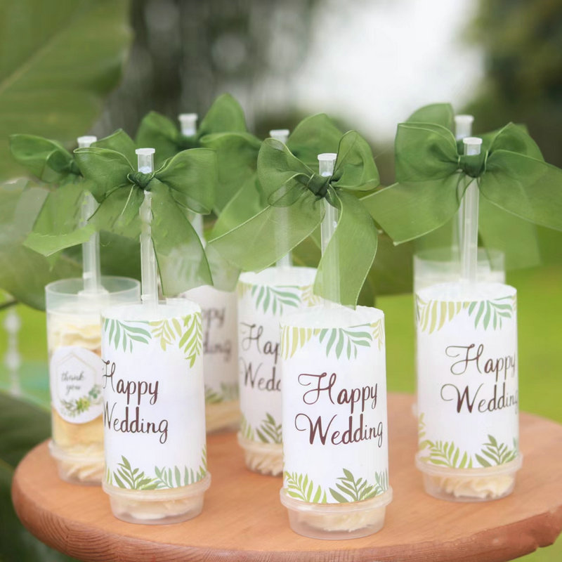 婚礼推推乐蛋糕筒贴纸绿色纸杯