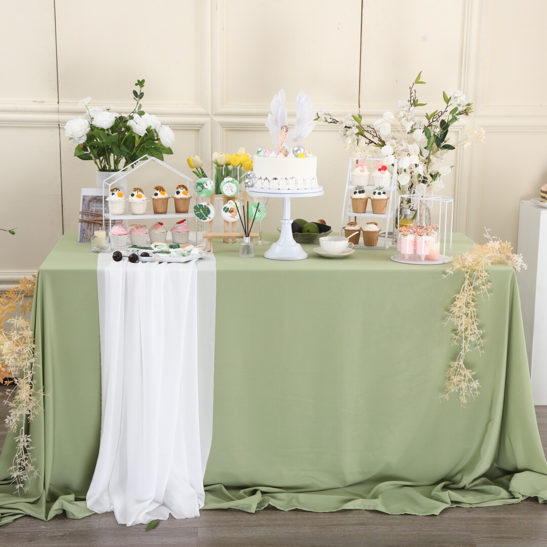 ins森系纯色甜品台桌布抹茶绿茶歇摆台布拍照背景布生日婚礼桌巾