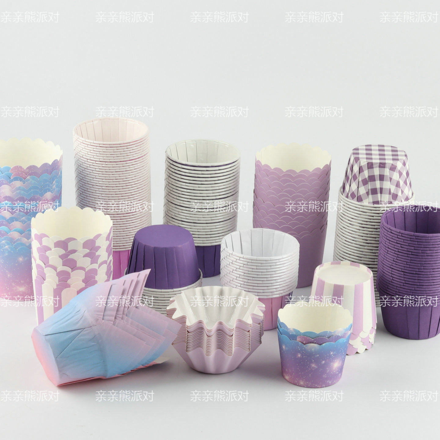 一次性耐高温蛋糕纸杯马芬纸杯烘焙工具耐烤纸托防油卷边紫色杯子