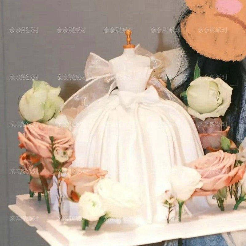 七夕情人节欧式网红婚礼婚纱烘焙蛋糕装饰人体模特衣架模型摆件