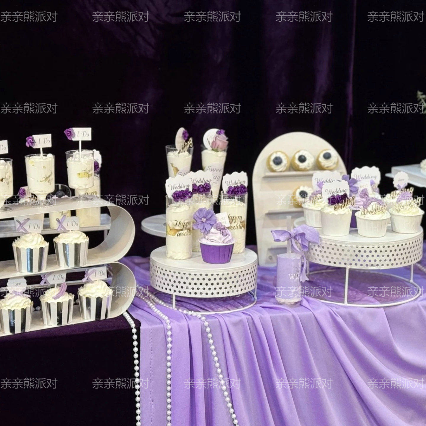 紫色系甜品台布置婚礼蛋糕装饰品插牌布丁封口纸褶皱丝带插签绑带,厨房/烹饪用具,其它烘焙器具,淘宝优惠券,粉丝福利购,淘宝优惠卷