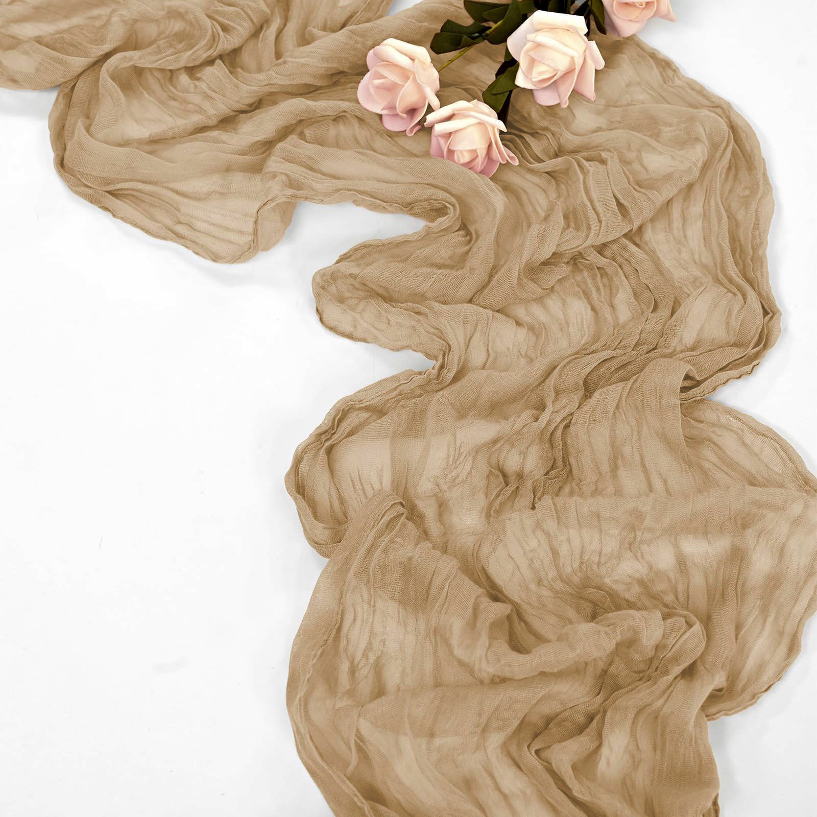 驼色褶皱桌布半透明皱布桌旗生日派对装饰桌布婚礼巴里纱麻花皱巾,居家布艺,桌布,淘宝优惠券,粉丝福利购,淘宝优惠卷