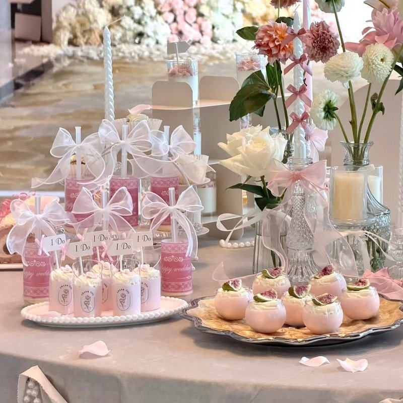 粉色系婚礼派对装饰甜品台订婚氛围布置蛋糕摆件插件婚庆生日贴纸