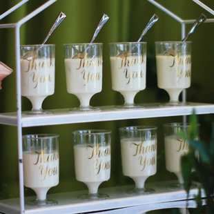 Thankyou透明贴纸订婚礼甜品台布置塑料慕斯杯推推乐蛋糕筒布丁瓶