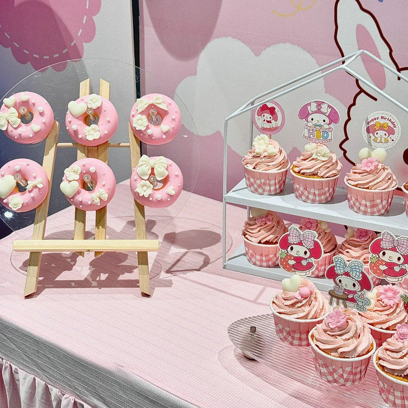 美乐蒂蛋糕装饰摆件网红儿童生日甜品台插件淋膜纸杯甜甜圈展示架