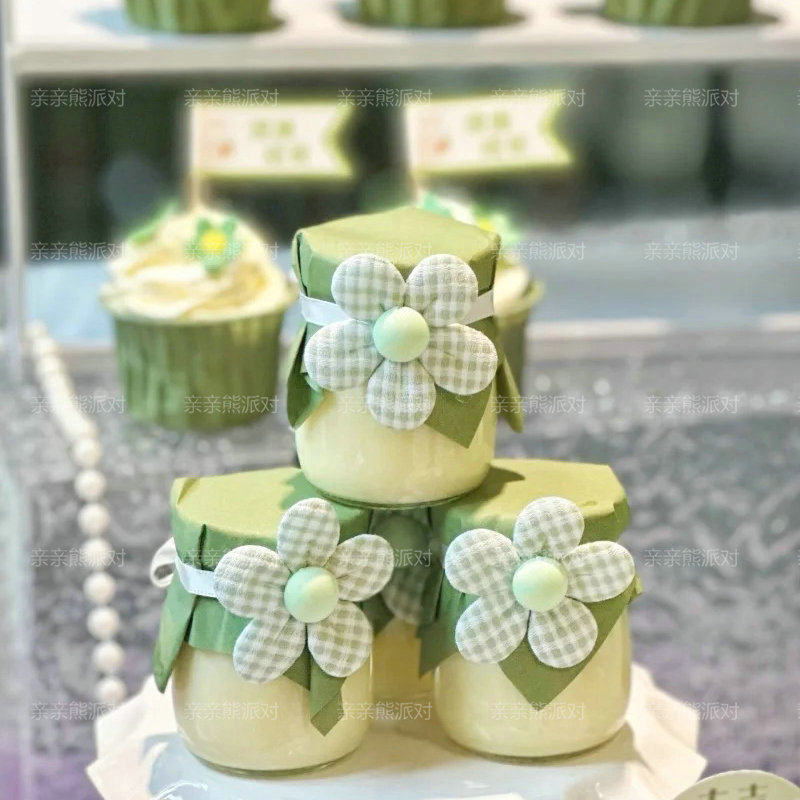 森系甜品台开学季装饰绿色花朵布丁瓶装饰蛋糕纸杯插件贴纸推推乐,节庆用品/礼品,甜品台装饰,淘宝优惠券,粉丝福利购,淘宝优惠卷
