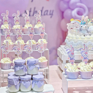 紫色小兔子星黛露生日甜品台装饰