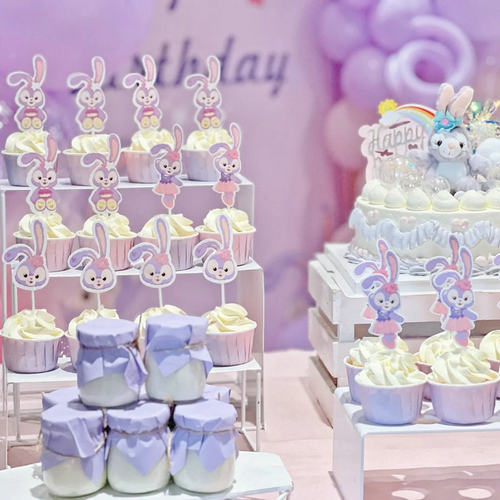 紫色小兔子星黛露生日甜品台装饰