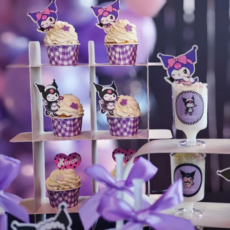 紫色蛋糕库洛米甜品台装饰摆件