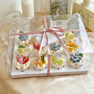 一次性透明纸杯蛋糕包装盒家用厨房烘焙店铺高颜值生日甜点打包盒